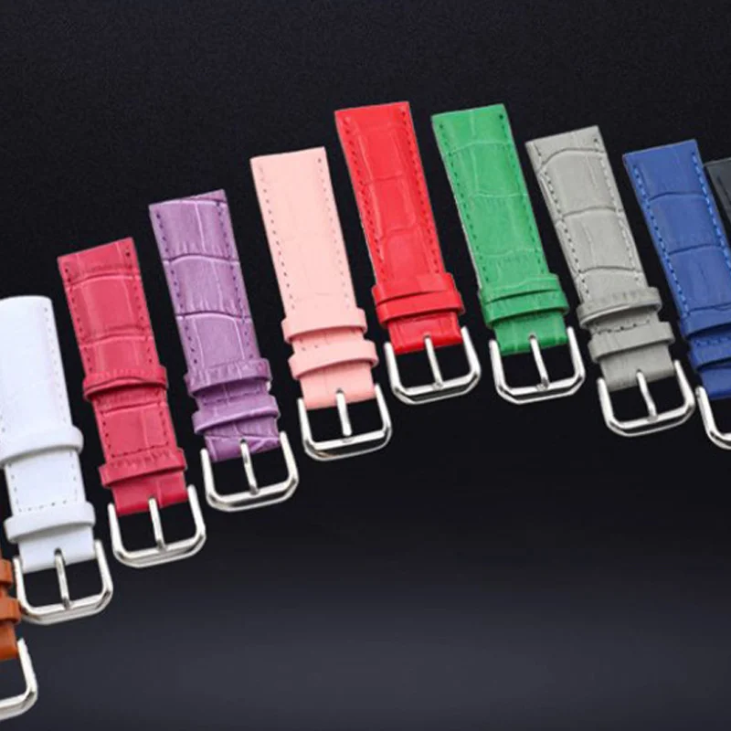 12/14/16/18/20/22/24 mm Genuine Leather Watch Strap Multicolor Stainless Steel Buckle Soft High Quality Fashion Watch Bands New