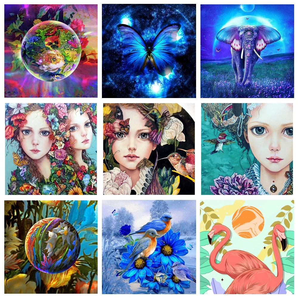 

5D DIY Diamond Painting Flower Bird Girl Pictures Full Square Diamond Embroidery Rhinestones Mosaic Cross Stitch Home Decor