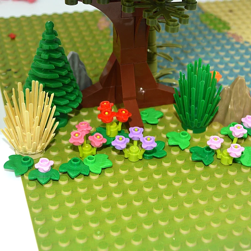 Фотопластина кубики MOC 32607 круглая 1x1 с 3 листьями Тыквенное дерево сделай сам