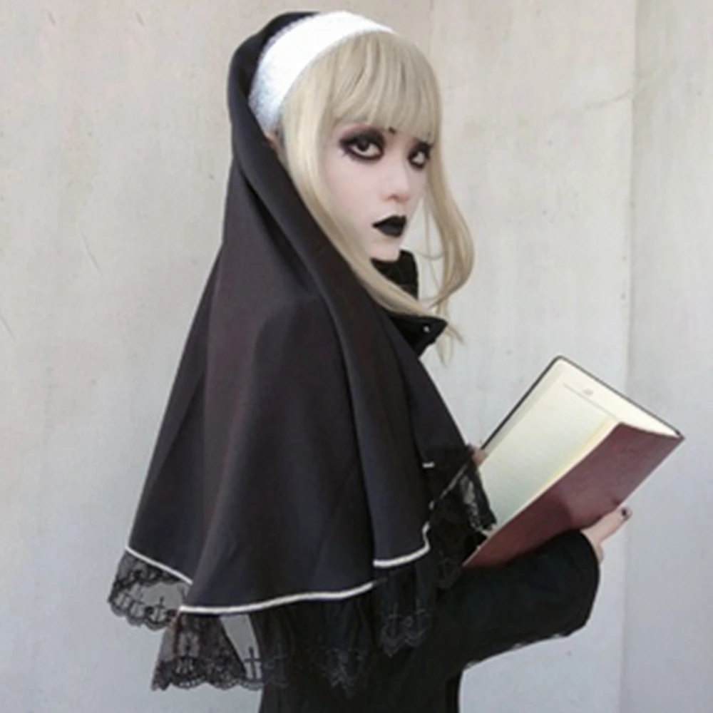 

Lolita Nun Headpiece for Women Girls Gothic Loli Costume Cosplay Accessories Medieval Halloween Party Veil Headband