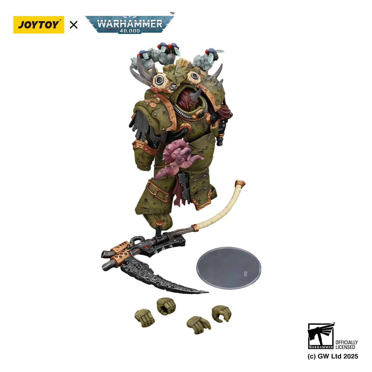 Фото [В НАЛИЧИИ] JOYTOY Warhammer 40K 1/18 Фигурка Death Guard Deathshroud Terminator Champion 3 шт. Модель №5