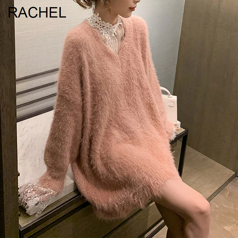 

Autumn Winter Lazy Style Style Shirt Piece Female Mid-length Loose Outer Wear Thickened Jumper Rac