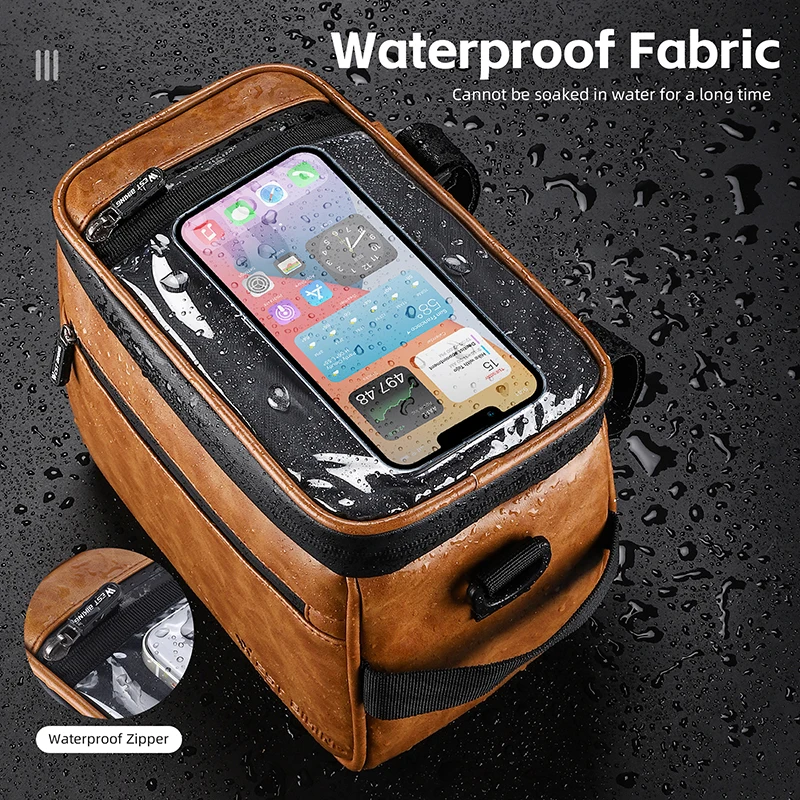 Сумка на руль велосипеда WEST BIKING многофункциональная водонепроницаемая кожаная