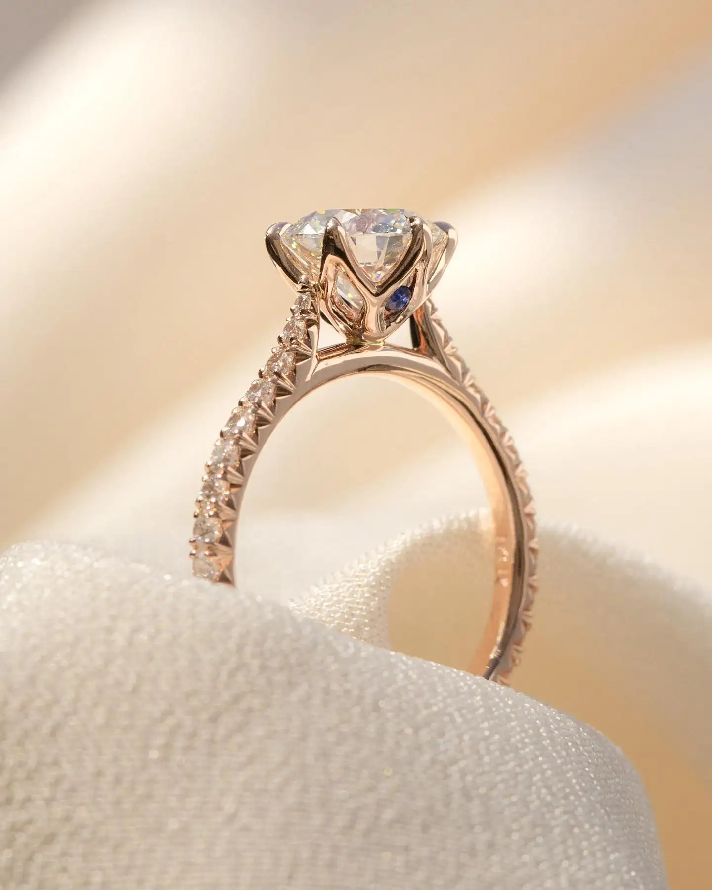 JOVOVASMILE Engagement Ring Moissanite Diamond Wedding Rings 1.5carat Brilliant Round Cut 18k Rose Gold 6-Prong Complicated