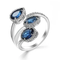 exquisite blue color water drop zircon rings for women fashion romantic opening adjustable ring wedding birthday jewelry gifts
