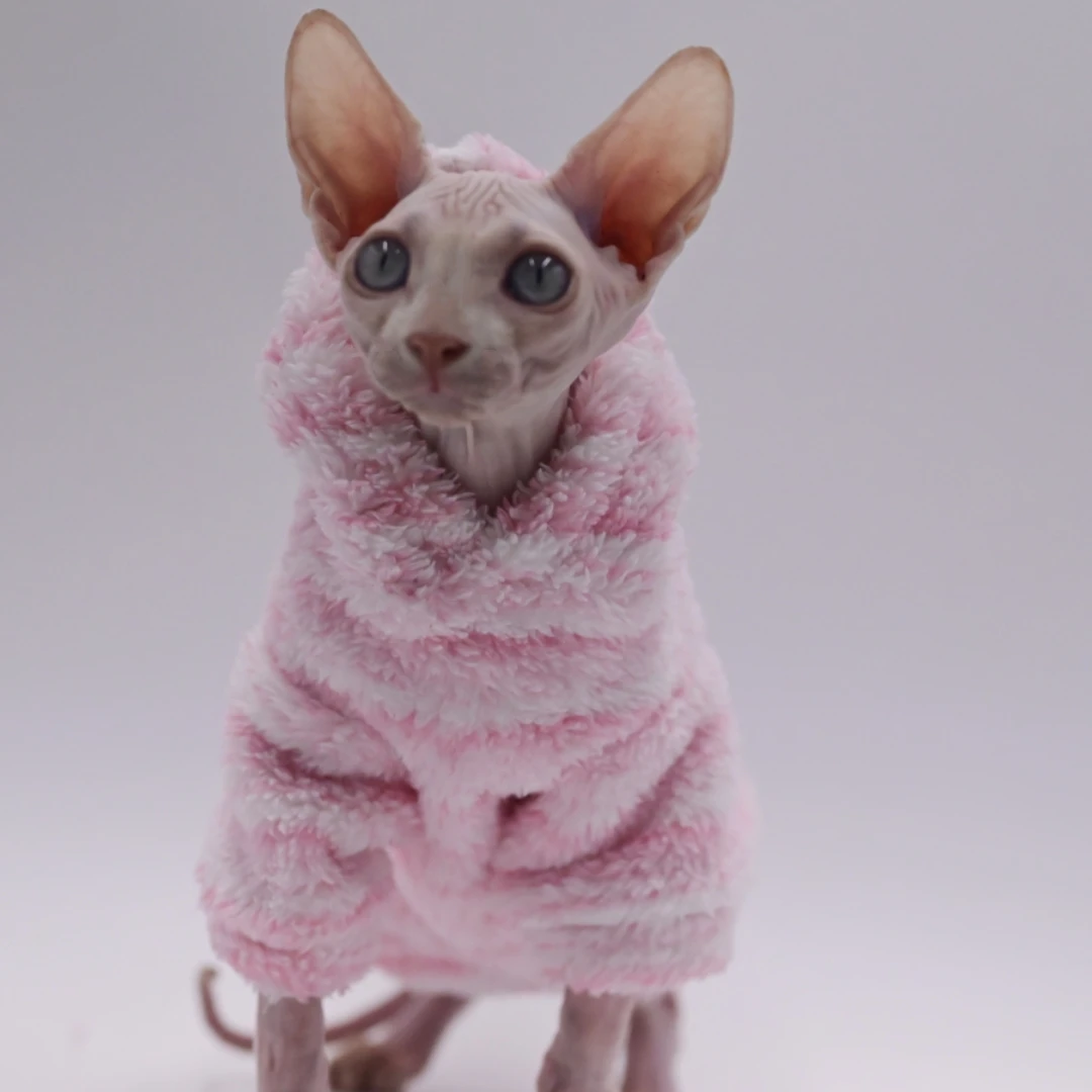 

MinkFleece, кардиган для домашних животных, Осень-зима, Толстая куртка для кошек, Сфинкс, одежда, одежда для кошек без волос, Devon, теплые платья для кошек