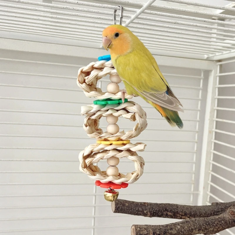 Птица жевательная игрушка тканые бусины из кукурузной шелухи для жевания зубов
