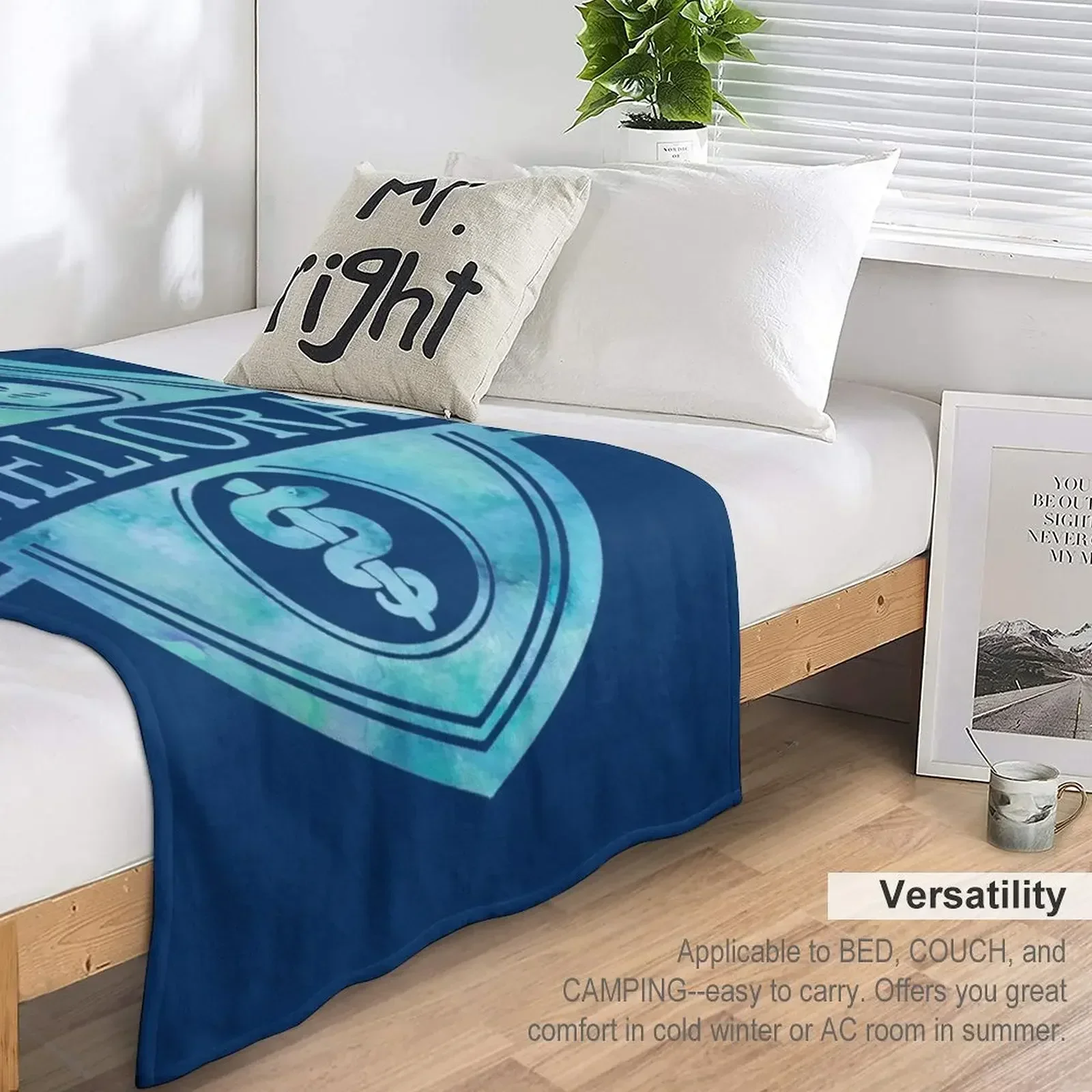Дизайн акварельного логотипа Meliora University of Rochester в синем одеяле Роскошные одеяла