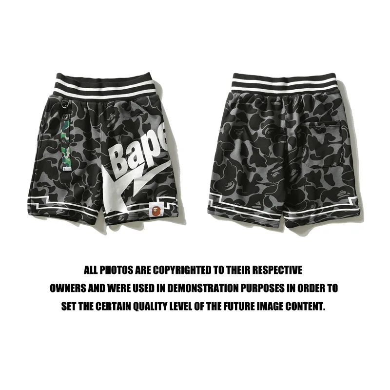 

BAPE Cotton Beach Pants High Quality Cotton Camouflage Star Black Ribbon Fashion Men's And Women's Five-point Casual Shorts