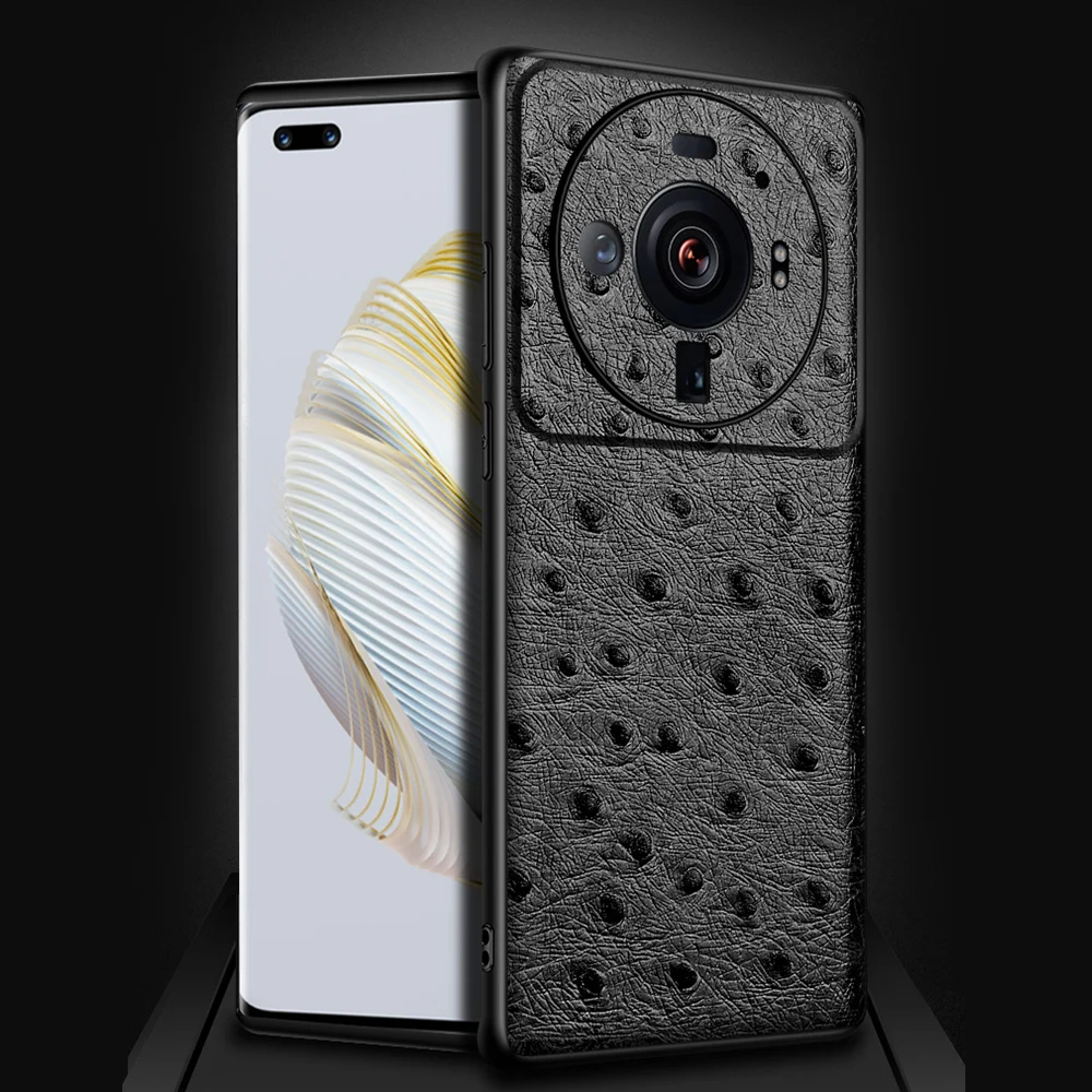 

Genuine Cowhide Leather Case for Xiaomi Mi 13 12S Ultra 12 X Pro 11T 10T Poco X4 F3 F4 Retro Ostrich Skin Pattern Camera Cover