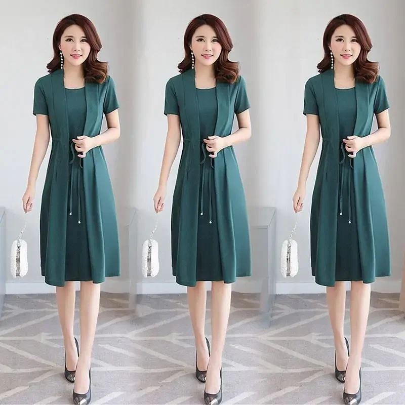 Модное повседневное приталенное платье средней длины Amazon из двух частей модная