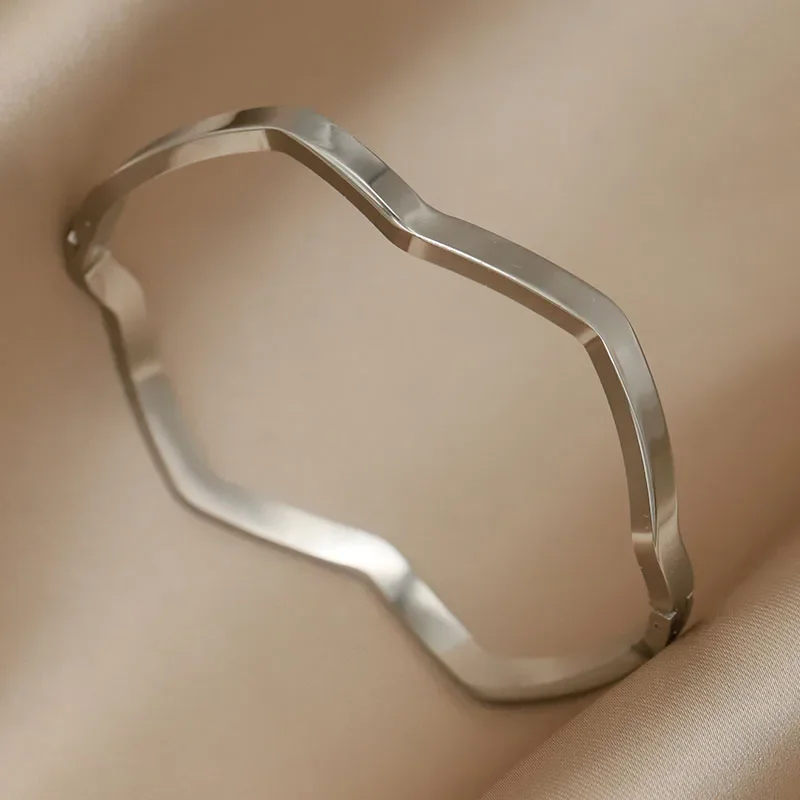 Браслеты и Обручи из нержавеющей стали с металлическими волнами для женщин