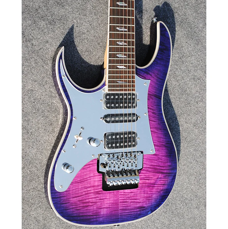 

Custom left hand guitar,Seven strings guitar, Rosewood fingerboard, Flame maple wood veneer guitar body,Fixed bridge