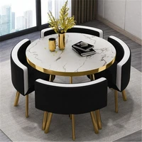 simple reception negotiation imitation marble pattern wooden table chair group rest area office meeting restaurant table chair