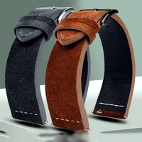 suede leather watch strap band 23mm black brown vintage watch band sweatproof strap handmade stitching replacement wristband