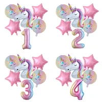 1set rainbow unicorn balloon 30 inch number foil balloons 1st kids unicorn theme birthday party decorations baby shower globos