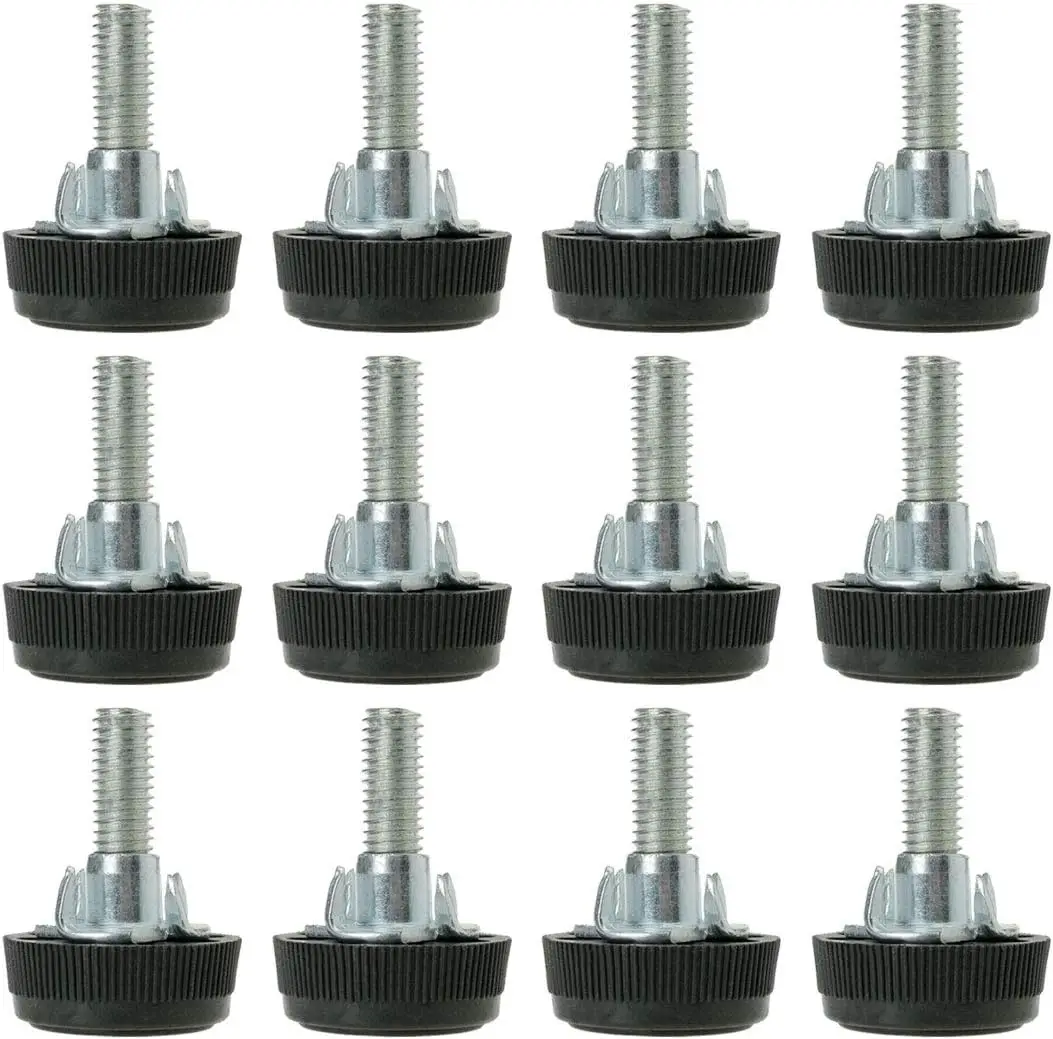 

M8 x 28 x 30mm Screw on Furniture Glide Leveling Feet Floor Protector Adjuster Pad with T-Nuts for Chair Leg 12pcs