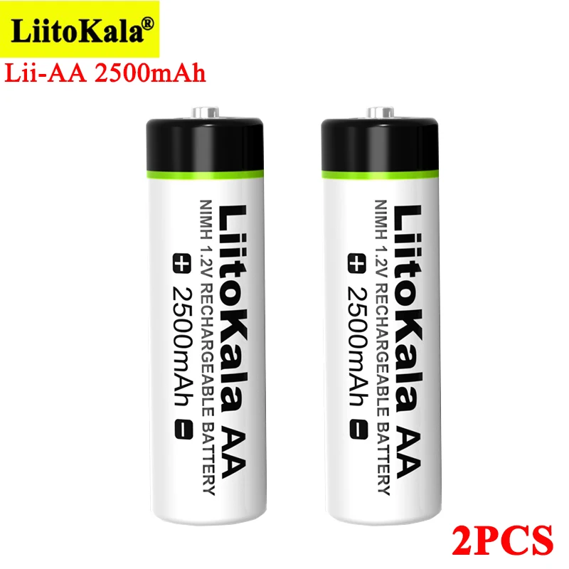 

2PCS Liitokala 1.2V AA 2500mAh Ni-MH Rechargeable Battery AA For Temperature Gun Remote Control Mouse Toy Camera Batteries