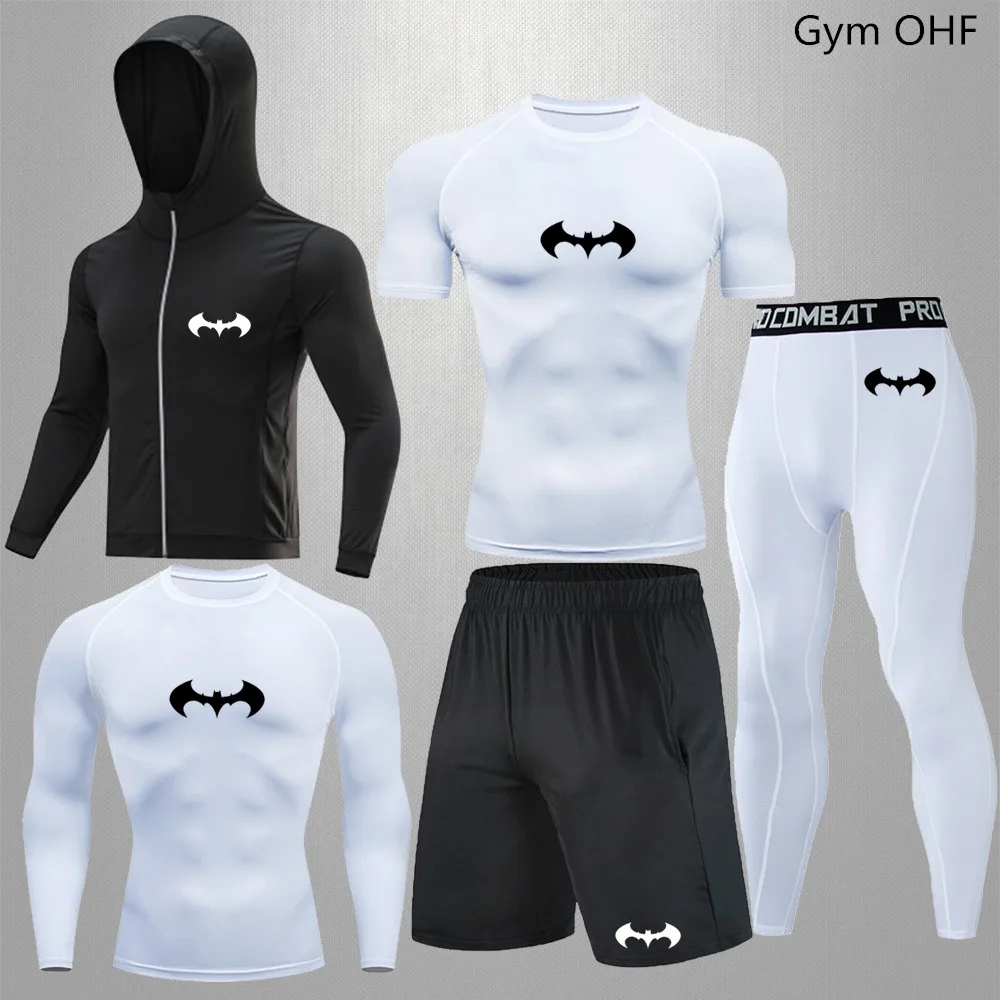 

Superhero Rashguard Men Sportswear Compression Sport Suits Quick Dry Jogger Training Gym Fitness Tracksuits Running Set
