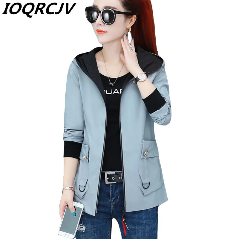 

Women Jackets Spring Autumn Streetwear Hooded Jacket Print Windbreaker Loose Coat Female Causal Zippers Basic Jackets