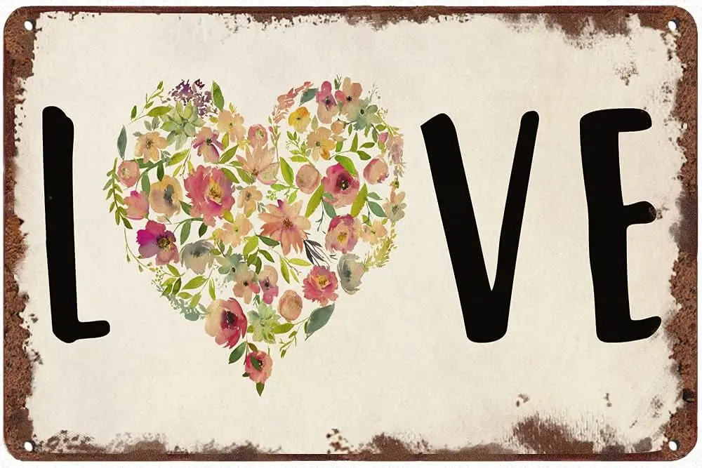 GRMN Ретро Tn Sgn Metl Love Hert Florl Ktchen Decor Летний декор Забавный для дома Кафе Офис Магазин