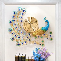 large peacock wall clock modern design aesthetic art creative luxury wall clock decoration living room reloj pared home decor 50