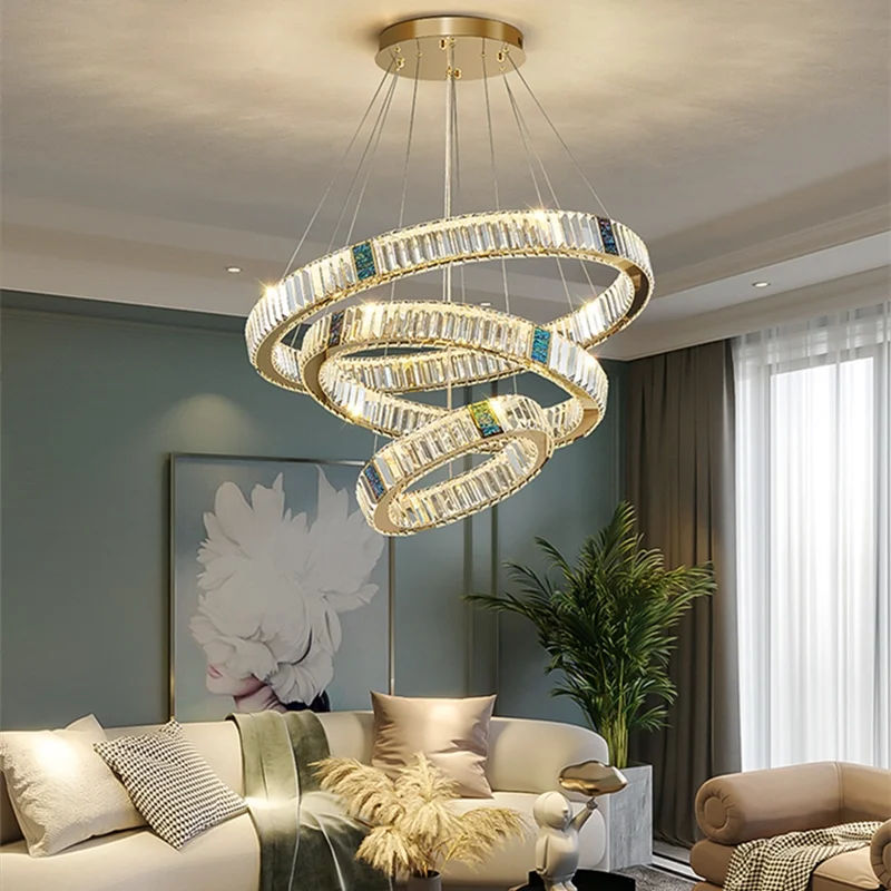 

Chandelier Led Art Pendant Lamp Light Room Decor New Round Ceiling Kitchen Dining Duplex Building Villa K5 Crystal Fixtures