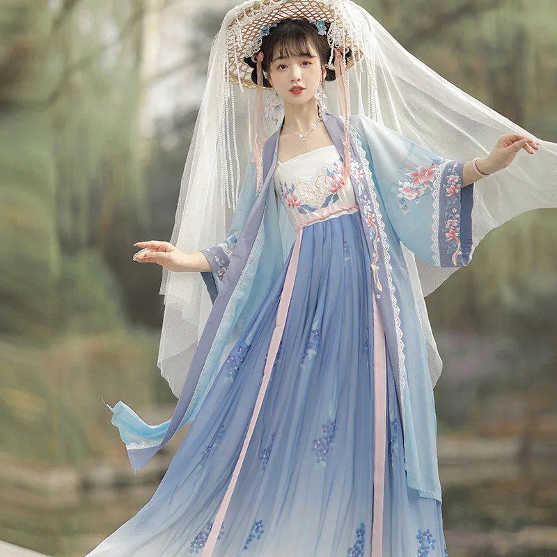 YJ66 женский набор Hanfu элегантная сказочная вышивка классическая танцевальная