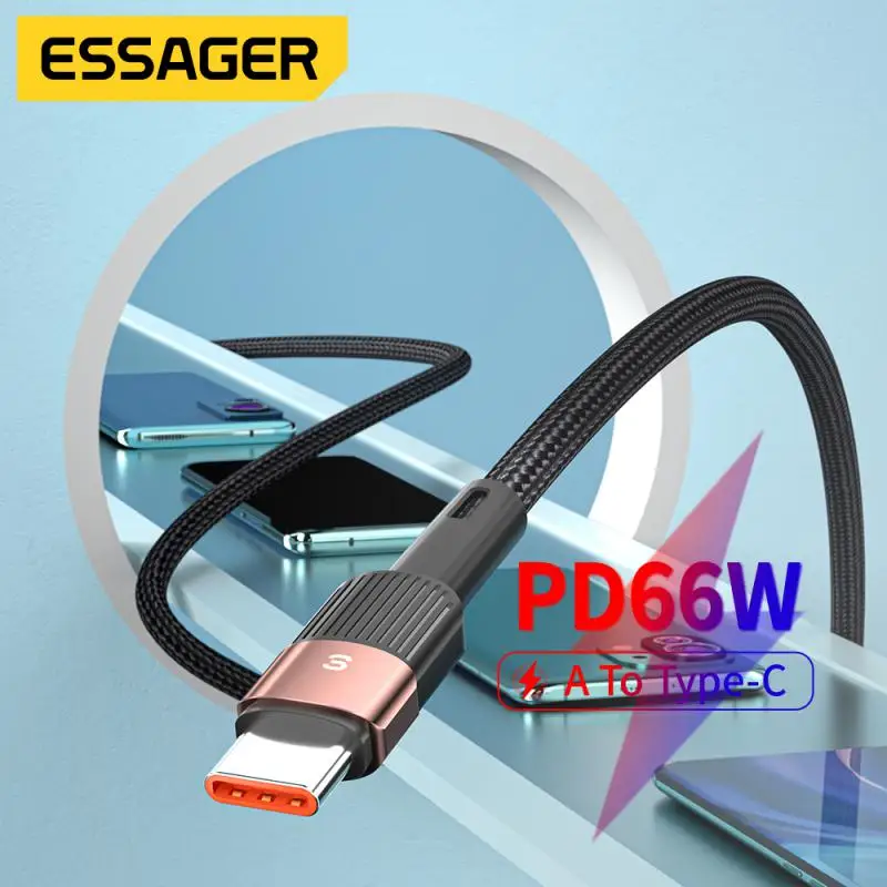 

Essager Type-C 6A Fully Compatible Data Cable 66W Super Fast Charging Data Cable Supports Huawei/VIVO/Xiaomi/OPPO Fast Charging