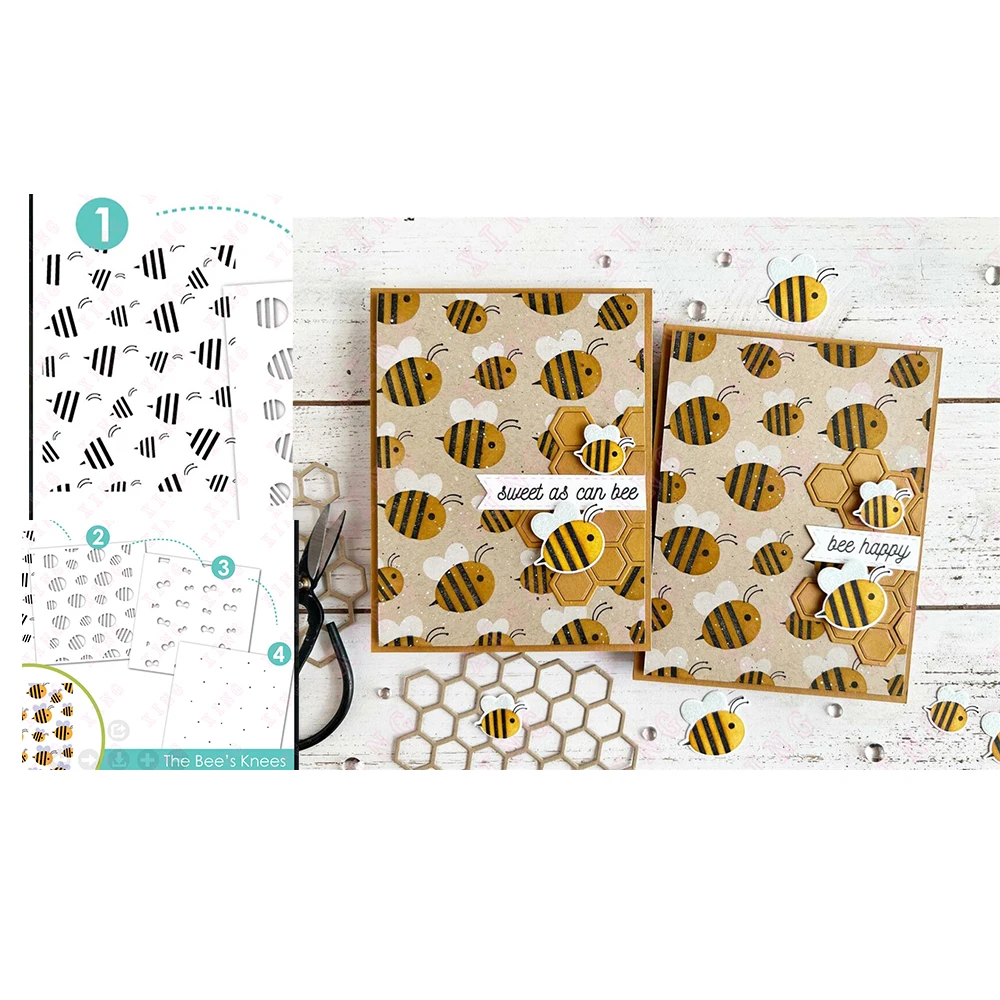 

New Scrapbook Diary Decoration Embossing Molds Happy Bee's Knees Combo Stamps Diy Greeting Card Handmade Craft Layering Stencils