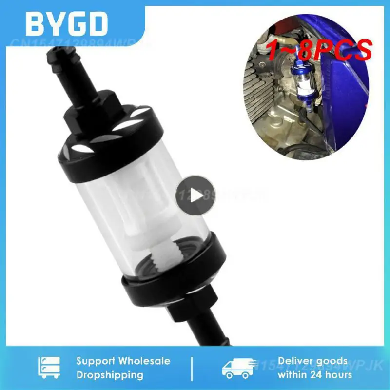 

1 ~ 8 шт. хромированное стекло 8 мм топливный фильтр Универсальный моющийся автомобильный топливный фильтр для мотоциклов лодок встроенный бензиновый дизельный фильтр