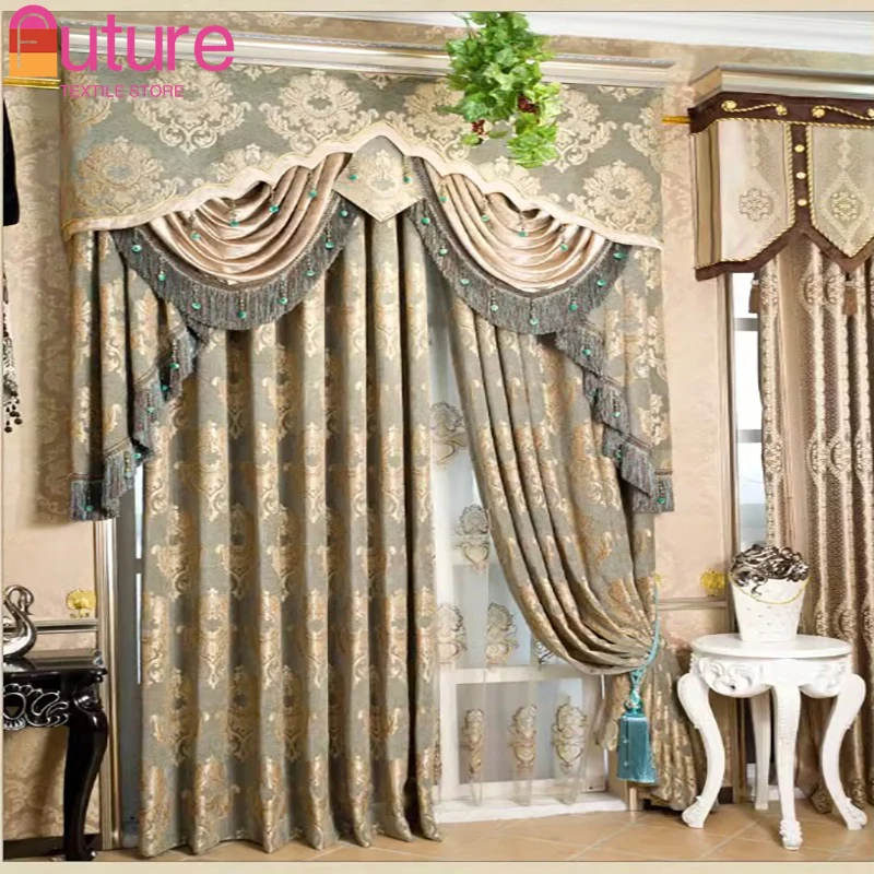 

Deluxe Thickened Atmospheric Shading European High-grade Chenille Jacquard Curtains for Living Dining Room Bedroom