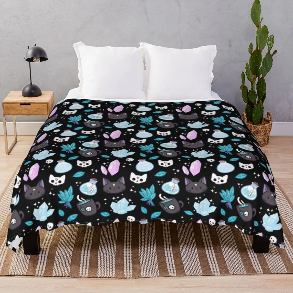 Herb Witch Black Nikury Blanket Flannel Autumn Soft Throw Blankets for Bedding Home Couch Camp Cinema