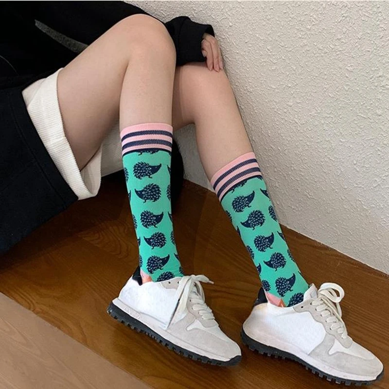 Модные Цветные весенне-осенние чулки женские носки хлопковые с изображением