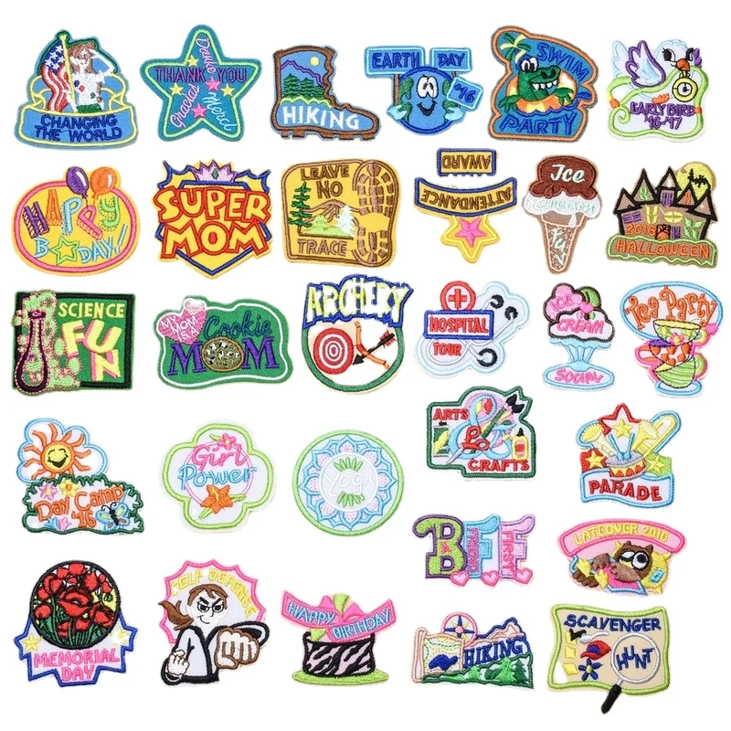 

50pcs/Lot Fun Anime Embroidery Patch Flower Strange Thing Hiking Mom Party Prince Clothing Decoration Accessory Craft Applique