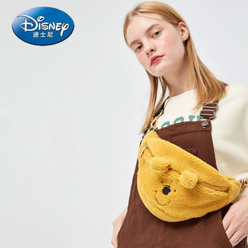 

2023 Милая Дамская поясная сумка Disney Винни-Пух, Высококачественная Вместительная женская сумка-мессенджер на одно плечо из плюша премиум-кла...