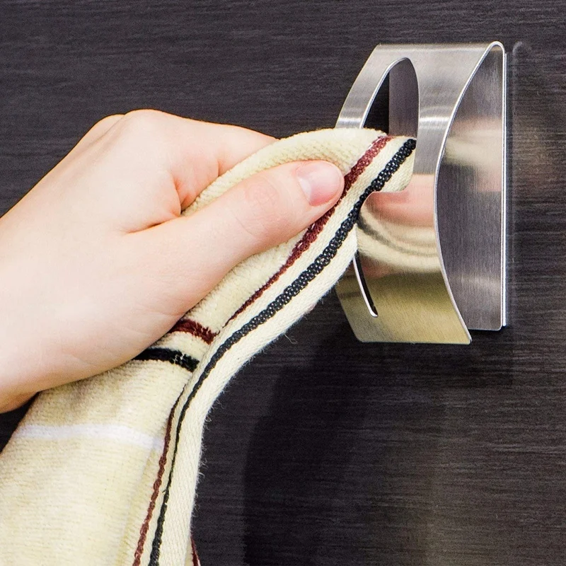 

Point Strong Self-Adhesive Towel Rack Stainless Steel Semi-Circular Wall To Prevent Creative Wall-Mounted Bathroom Towel Clip