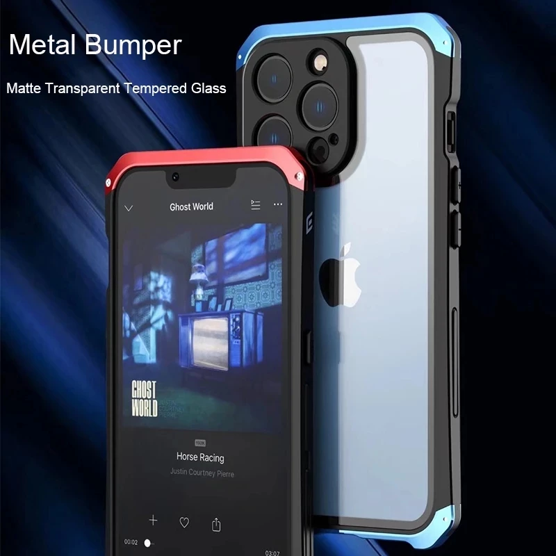 Aluminum Metal Phone Case For iPhone 11 13 14 Pro Max Fall Protection Metal Frame Glass Back Cover For Iphone XS MAX XR 7 8 Plus