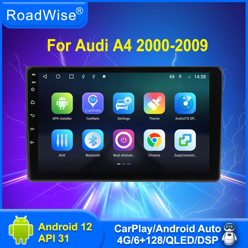 

8+256 Android 12 Car Radio Carplay For Audi A4 B6 B7 S4 RS4 SEAT Exeo 2000 - 2009 4G Wifi GPS DSP IPS 2 Din DVD Autoradio Stereo