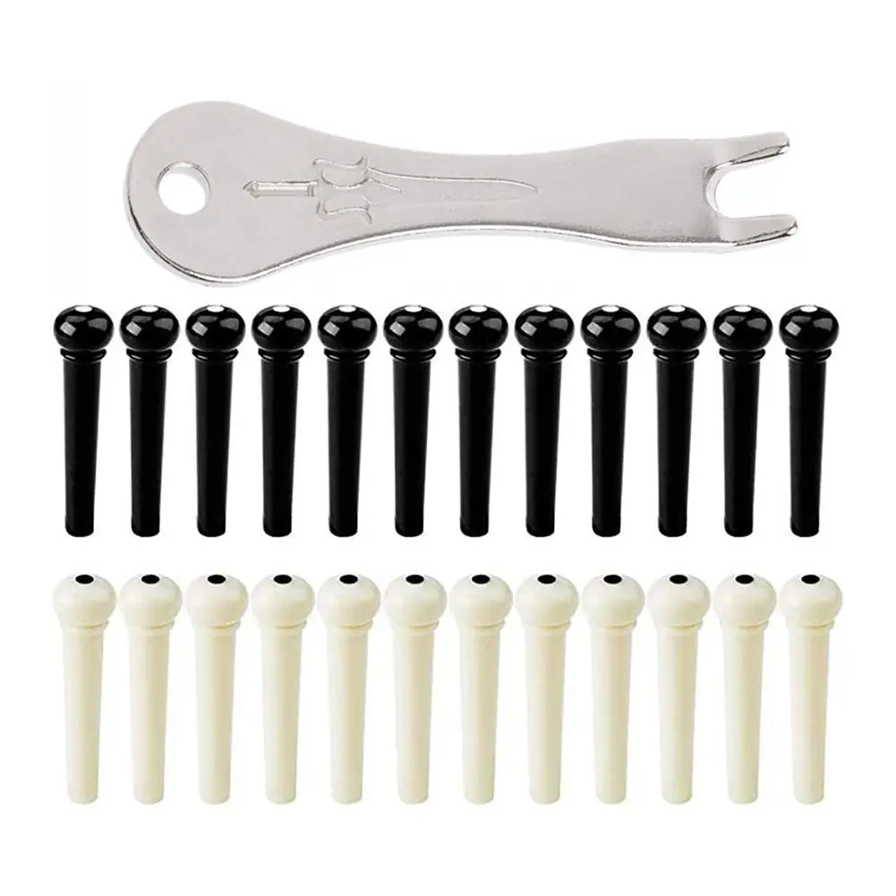 

24 PCS Acoustic Guitar Bridge Pins Pegs With Bridge Pin Puller Remover Guitar Accessories Spare Parts