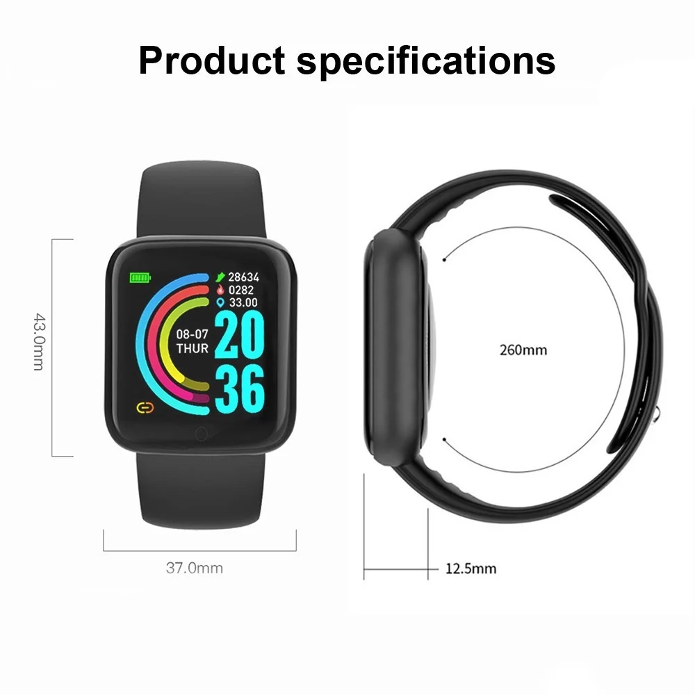 Мужские/Женские часы D20 Pro для IOS и Android Bluetooth монитор движения кровяное давление