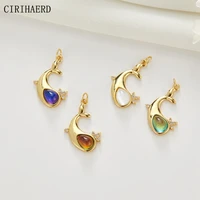 4 type opal dolphin pendants 14k gold plated brass charms for necklaces diy jewelry making supplies accessories wholesale lots