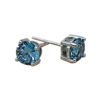 925 silver stud earrings aquamarine four claw fashion jewelry exquisite for decoration 2022 new