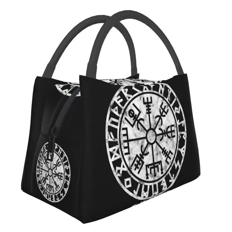 

Vintage Vegvisir Symbol Insulated Lunch Bag for Women Waterproof Norse Viking Compass Cooler Thermal Lunch Box Picnic Travel