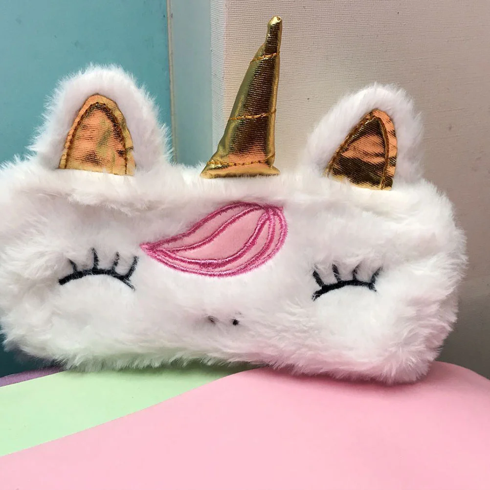 Красочная плюшевая сумка-карандаш для девочек сумка хранения канцелярских