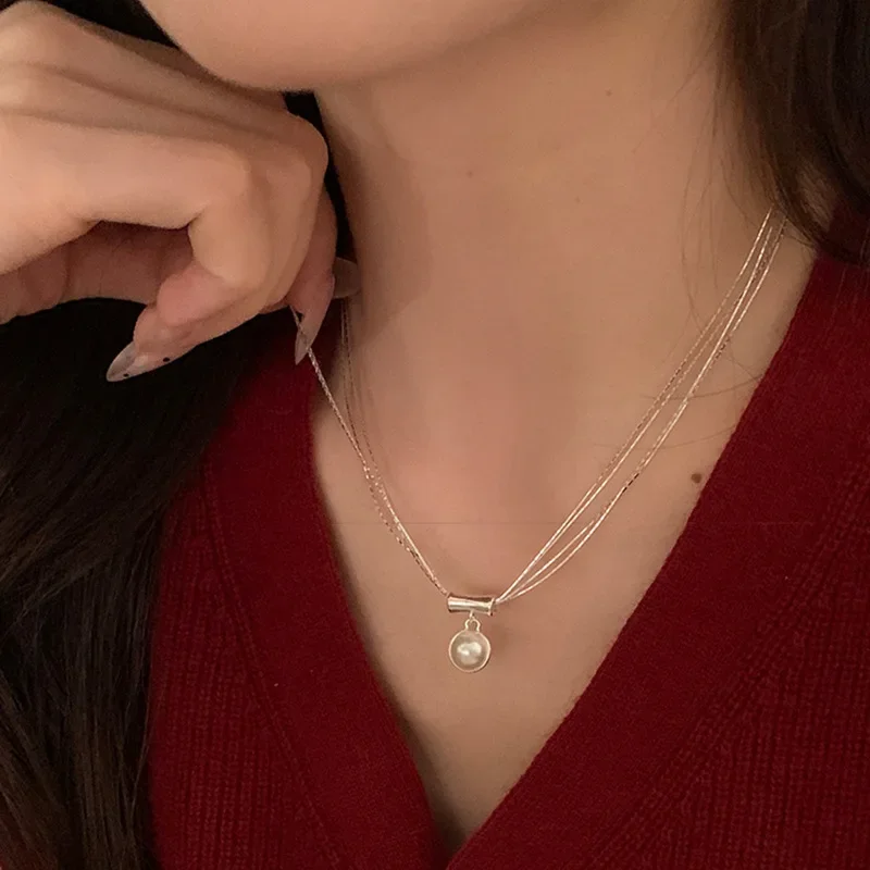 Элегантное винтажное двустороннее жемчужное ожерелье с подвеской женское