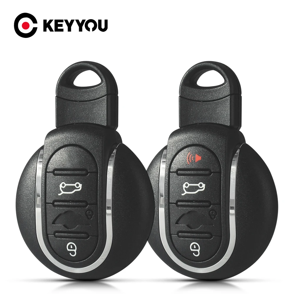 

KEYYOU 3/4 buttons Smart Remote Car Key shell cover Fob case for BMW mini Cooper 2015 2016 2017 2018 with emergency key blade