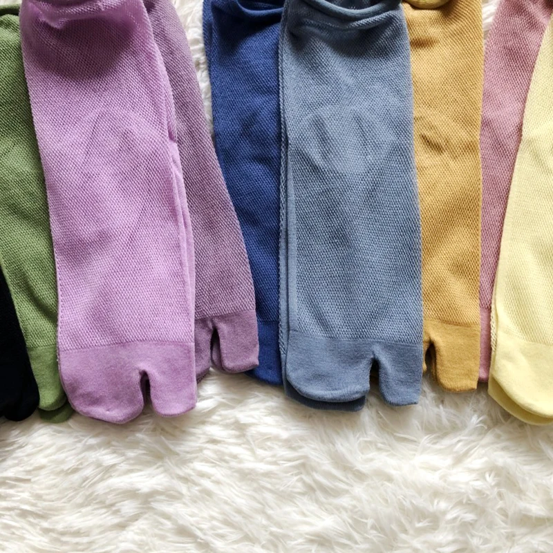 Японские летние волокнистые носки унисекс с двумя пальцами таби раздельным