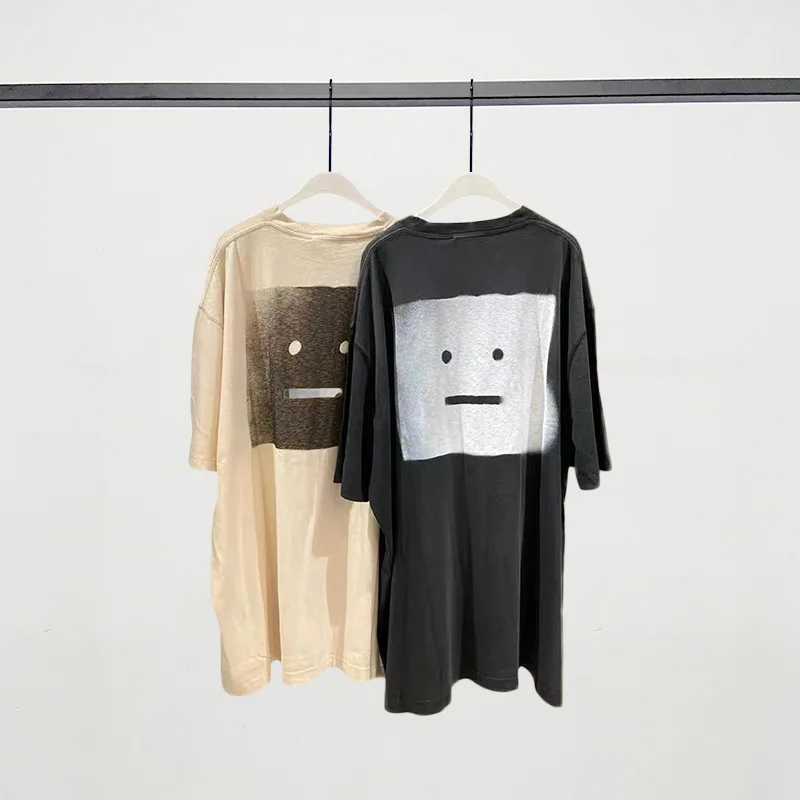 

2022 Spring and Summer New Acne Studios Square Big Smiley Short-sleeved Solid Color Loose Printing T-shirt Men and Women Trend