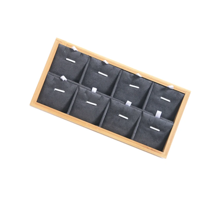 Поднос-держатель для ювелирных изделий бамбуковый темно-серый лоток